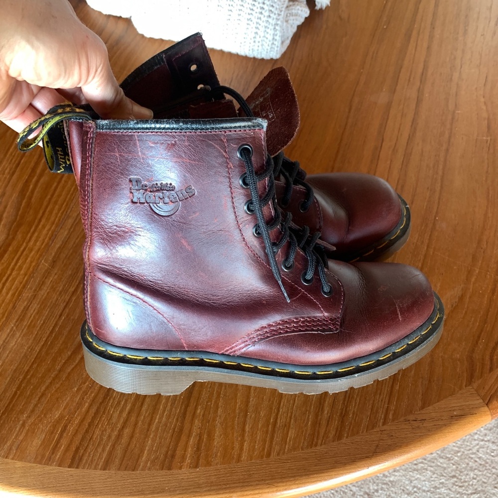 Maroon/Burgundy 8 hole Dr. Marten boots.